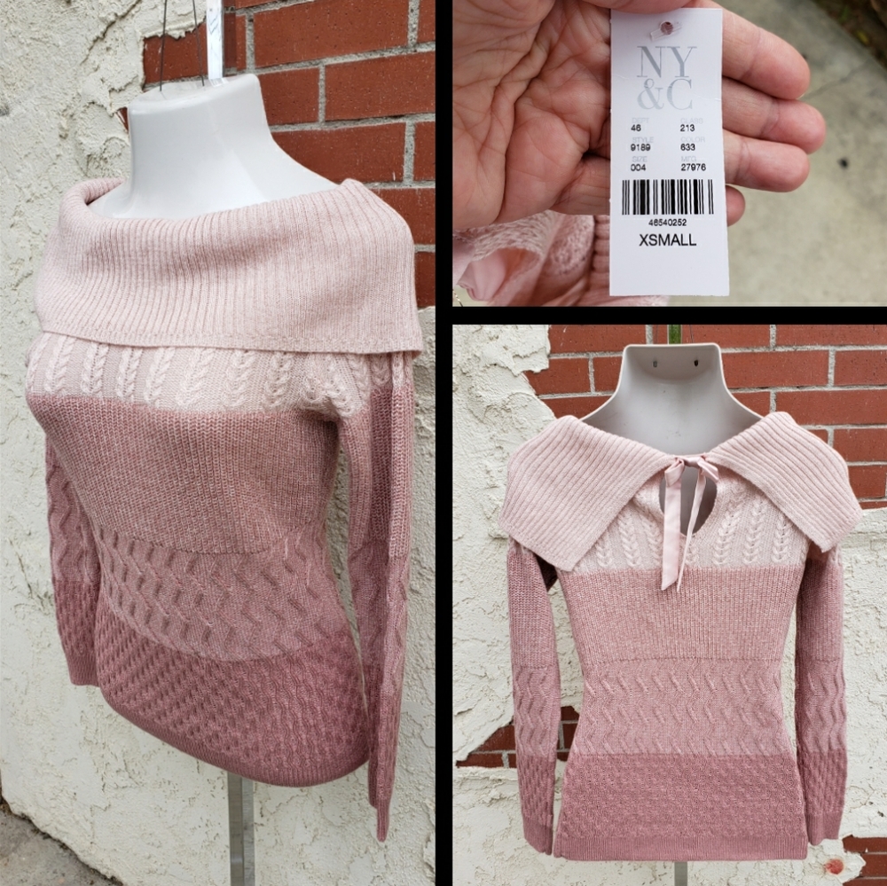 NEW women SOHO JEANS pink ombre sparkle sweater XS